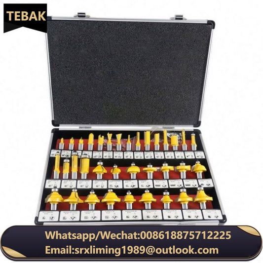 TEBAK 1/2 1/4 8mm Woodworking Milling Cutters Wooden Box Sets Trimming End Mill Straight Edges Router Bit with Rounded Corners