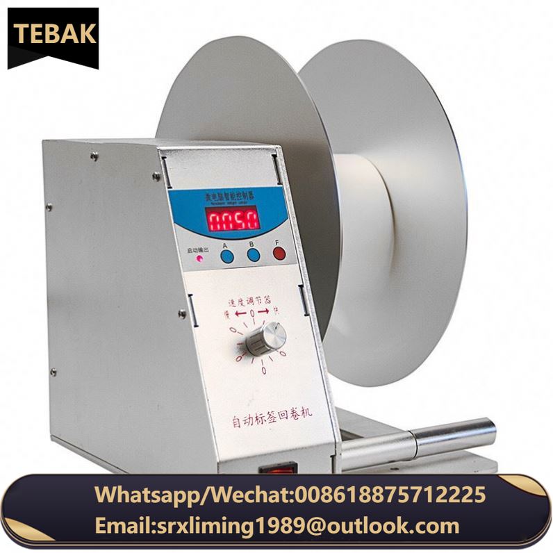 TEBAK Automatic Label Winder Rewinder and Unwinder Machine Rewind Stick Labeling Machine