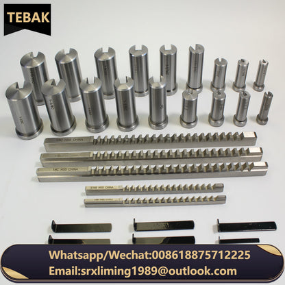 TEBAK Inch Size HSS Keyway Broach Set 18pcs 4 Broaches 9 Collared Bushings 5 Shims Inch Industrial Tools for Lathe