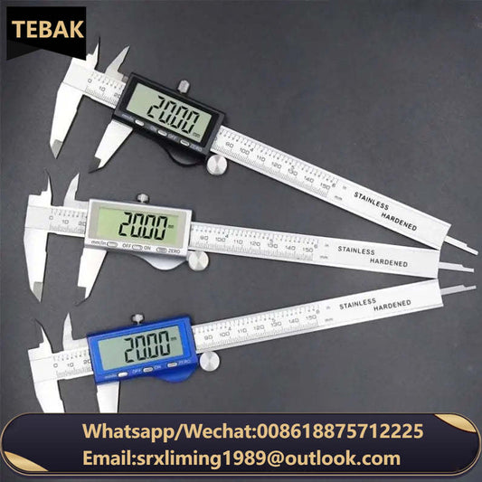TEBAK 0-150mm 0-200mm 0-300mm Stainless Steel 6 Inch Electronic Digital Caliper 150mm Vernier Caliper with Large LCD Screen