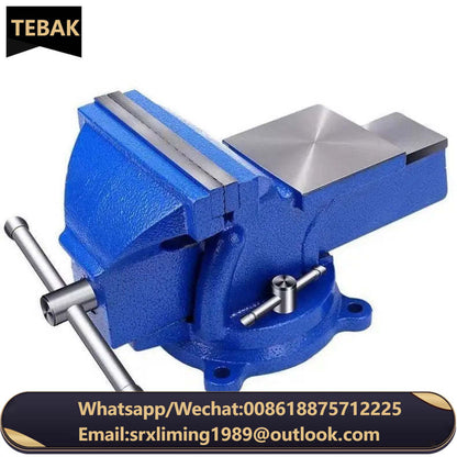 Hot Sale China TEBAK Heavy Duty Cast Iron Bench Vise With Free Rotate Round Mounting Base
