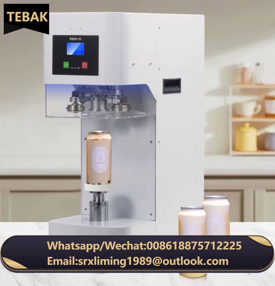 TEBAK Auto Height Adjustable Ring Pull Pet Aluminum Plastic Desktop Electric Sealing Machine Tin Seamer Can Sealer for Sale