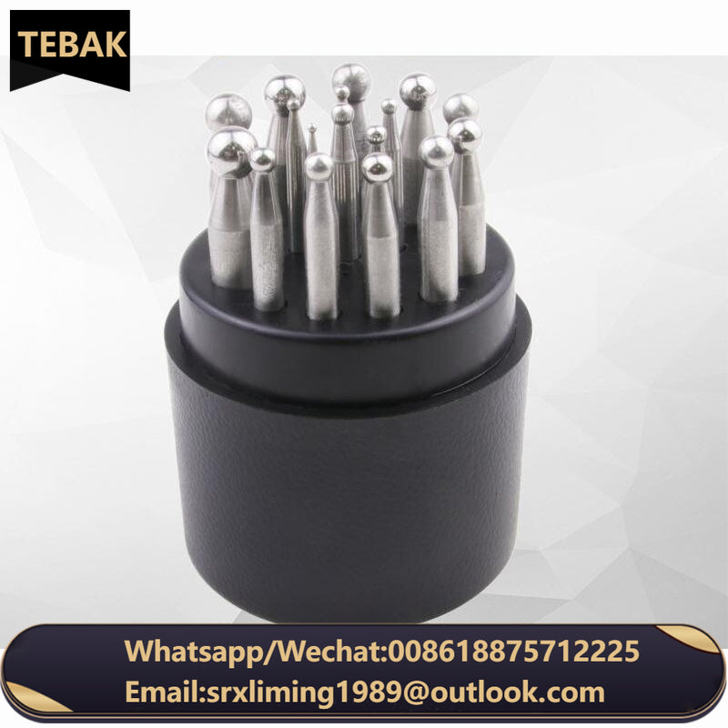 TEBAK Hole Punch Tool Dapping Punches Metal Forming Tools Bell Ball Making for Jewelry Making Block Dapping Punch Set