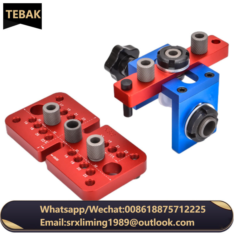 TEBAK W-146 Wood Joints Precision Laser Marking Scale 3 in 1 Doweling Jig Adjustable Pocket Hole Jig Drilling Guide Locator
