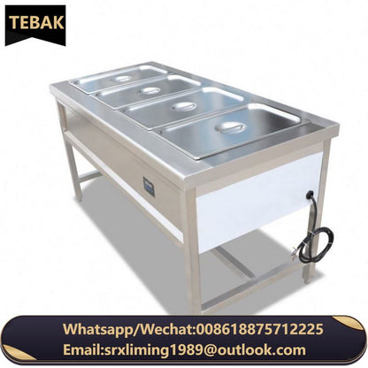 Factory Buffet Restaurant Electric Bain Marie Server Showcase Industrial Fast Hot Food Warmer Steam Commercial Work Table