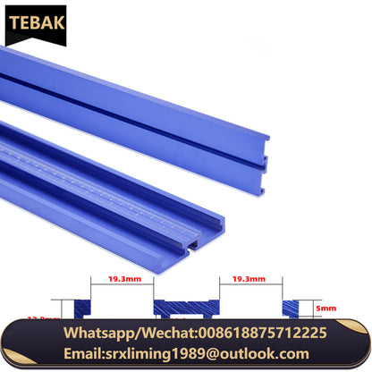 TEBAK W-06 Router Table 70mm Wide Blue Double Rail Aluminum T-track Woodworking Miter Jig Fixture Slot