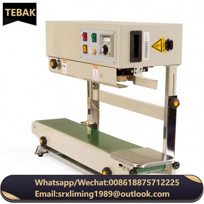 FR-900V Continuous Vertical Film Band Sealer Machine Plastic Bags Automatic Foil Pouch Sealing Machine with Date Printing