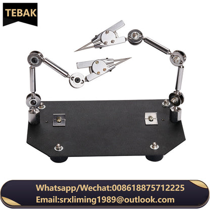 TEBAK Three-Hand Jewelry Welding Holder Fixture Precision Soldering Iron Clamp for 2 Head Welding Stable Adjustable Bench Tool