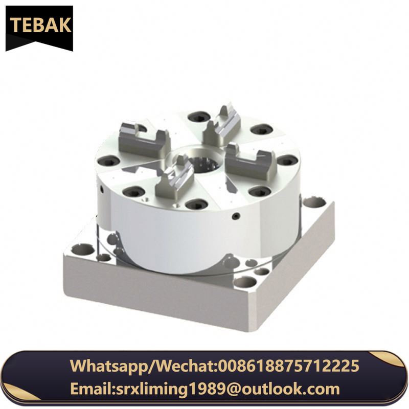 TEBAK Precise Stainless Steel CNC Lathe Turning 4 Jaw Chuck D100 Pneumatic Collet Chuck Equipped with Multifunctional Base Plate