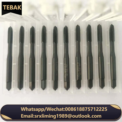 TEBAK Screw Tap Standard Inch and Metric HSS Straight Flute Tap M6 Cutting Taps Coarse and Fine Pitch UNC Machine Tap