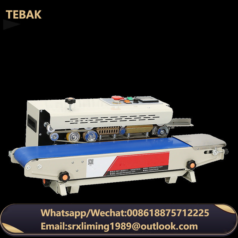 TEBAK Date Printed Automatic Vertical Continuous Plastic Sealer Machine Bag Sealing Machine for Plastic Bags