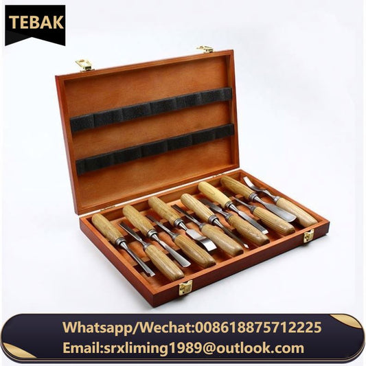 TEBAK 12pcs Woodworking Tools Chisel Set Wood Chisel Tool Set Turning Tools Lathe Carving Hand Chisel with Storage Case