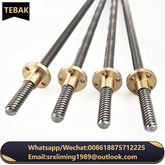 TEBAK W-08 C5 C7  8mm 110 200 400 500 600 1000mm T8 Trapezoidal Lead Screw with Brass Nut for Cnc Machine Stepper Motor