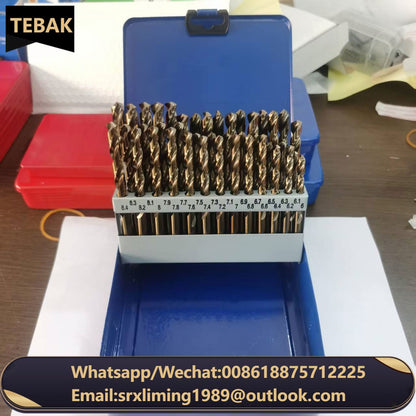 TEBAK 25pcs Straight Shank Metal Drilling Hssco Cobalt M35 M42 HSS Twist Drill Bit Set Hardened Metal Iron Stainless Steel