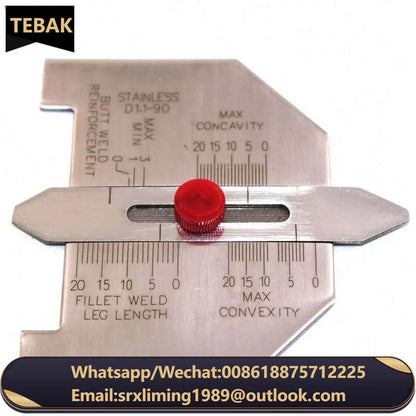 TEBAK 0-20mm Stainless Steel Welding Pressure Gauge Butt and Fillet Welds Calibration Upper Angle Filling Gauge Welding Gauge