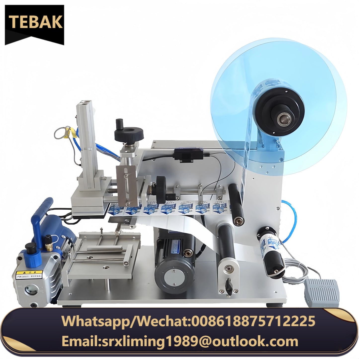LT-60 Semi-Automatic Table-Top Electric Manual Labeling Machine for Flat Side Square Bottle Labeling Sticker Labeling Machine