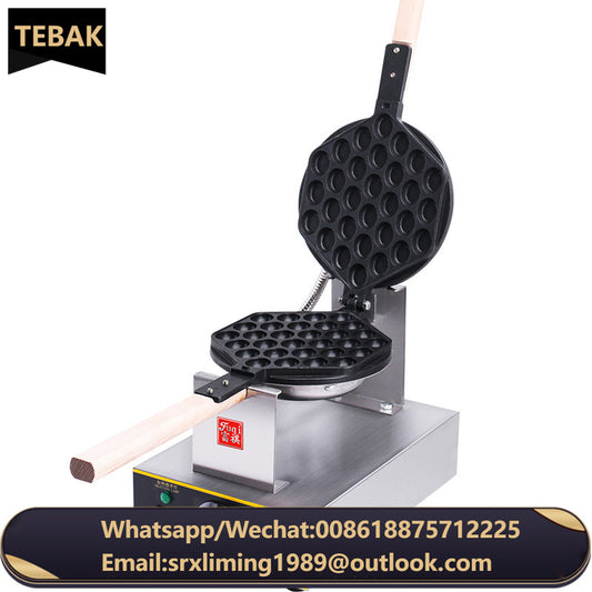 Eggy Maker Electric Bubble Waffle Maker 7.8'' NonStick Hong Kong Style Egg Waffle Iron Baker With Timer & Temperature Control