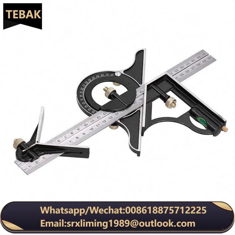 Stainless Steel Combination Tri-Square Set 300mm/12in Right Angle Ruler Combination Measuring Tool