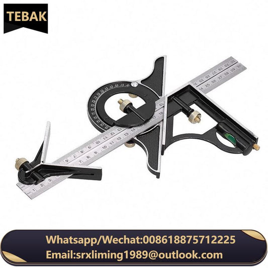 Stainless Steel Combination Tri-Square Set 300mm/12in Right Angle Ruler Combination Measuring Tool