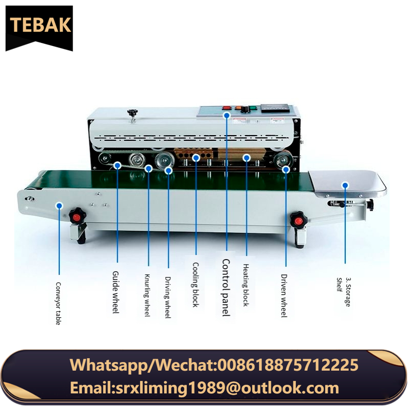 TEBAK SY-FR900 High Quality Efficient Automatic Horizontal Band Sealer Plastic Bag Heat Sealing Machine