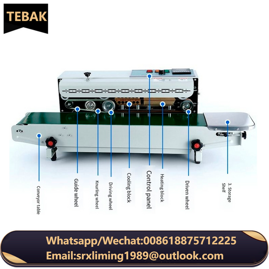 TEBAK SY-FR900 High Quality Efficient Automatic Horizontal Band Sealer Plastic Bag Heat Sealing Machine