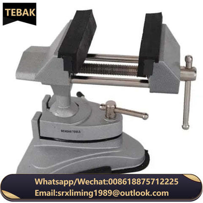 TEBAK Rubber Base Portable Woodworking Aluminum Pivots Multi-Angle Vacuum Bench Vise