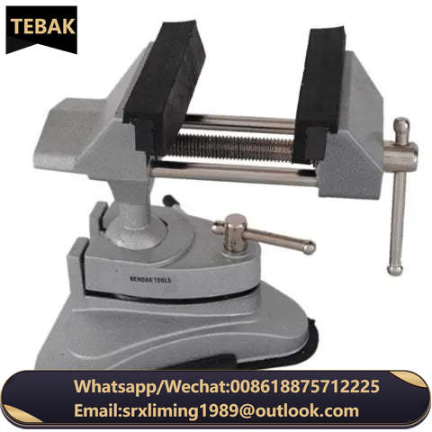 TEBAK Rubber Base Portable Woodworking Aluminum Pivots Multi-Angle Vacuum Bench Vise