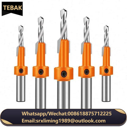Tebak Wood Working Tool Tungsten Carbide Countersink Wood Drill Bit with Quick Change Hex Shank Screw Chamfer