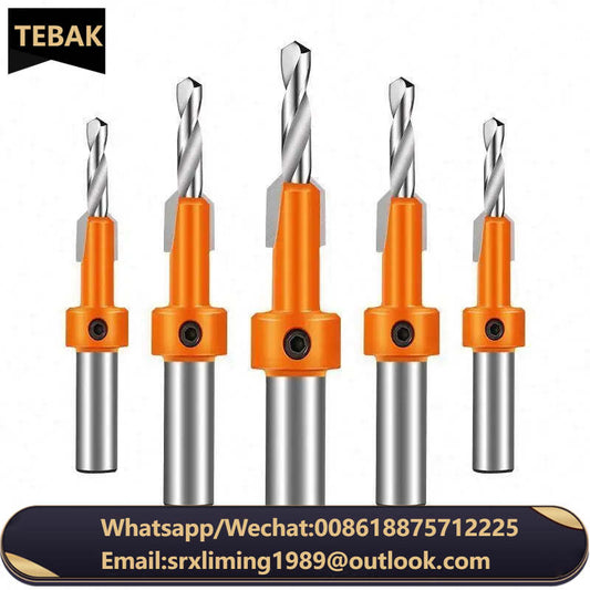Tebak Wood Working Tool Tungsten Carbide Countersink Wood Drill Bit with Quick Change Hex Shank Screw Chamfer