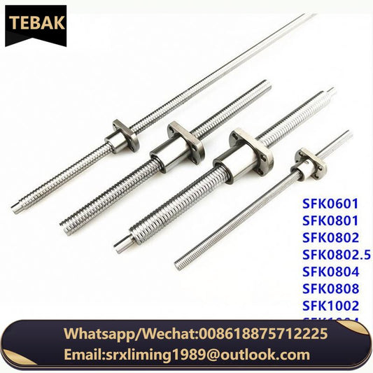 TEBAK D-13 SFK Ball Screw SFK1002  0601 0801 0802 1202 0808 L100 -1000MM Rolled Ballscrew Rail With Single Ballnut for CNC Parts