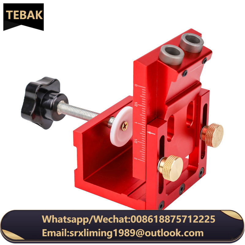 TEBAK W-147 Joinery Work OEM Alloy Pocket Hole Jig Two Hole Wood Jig System Kit with Drill Guide Step Drill Bit Plugs Screws