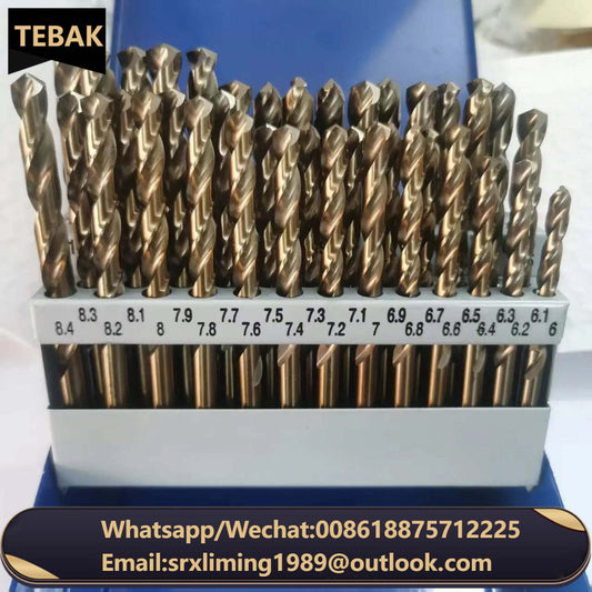 TEBAK M42 Cobalt Industrial Grade Titanium Coated HSS Twist Drill Bit Set Metal Hole Cutters for Stainless Steel Hard Metal