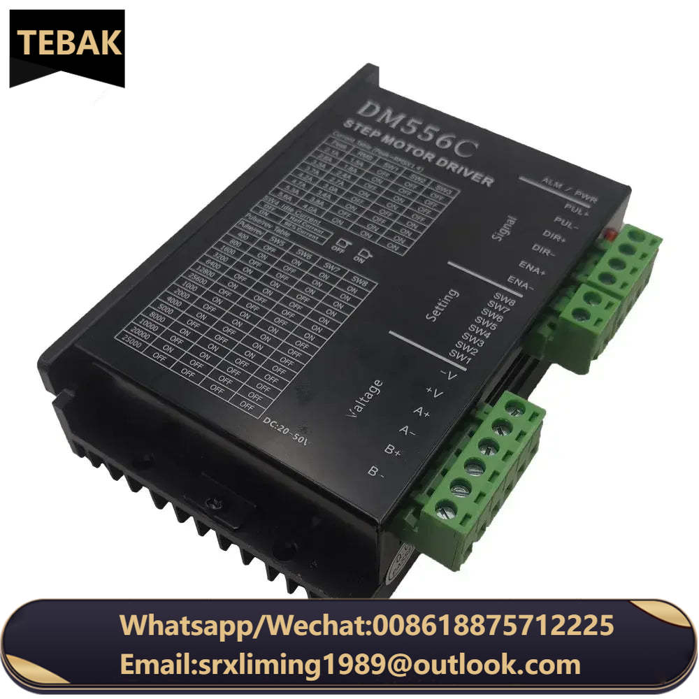 TEBAK CNC Accessories a Single Power Supply signal 5V-24V Universal 2-phase Digital Stepper Motor Driver DM556C DC20V-50V