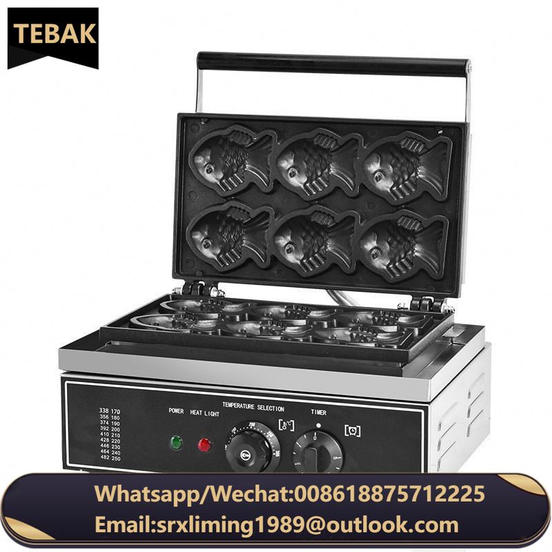 Hot Sell Nonstick Stainless Steel Taiyaki Machine Fish Waffle Commercial Electric Fish Shaped Waffle Maker
