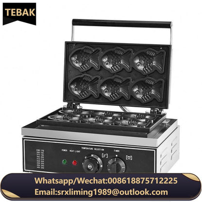 Hot Sell Nonstick Stainless Steel Taiyaki Machine Fish Waffle Commercial Electric Fish Shaped Waffle Maker