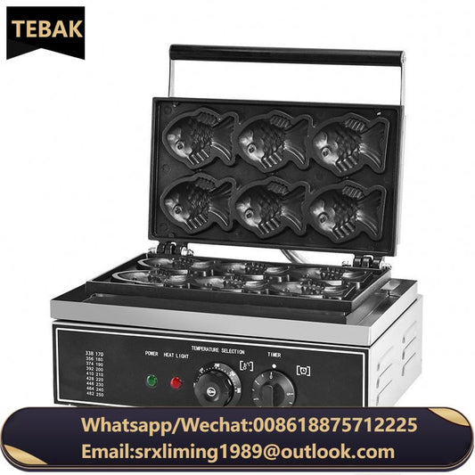 Hot Sell Nonstick Stainless Steel Taiyaki Machine Fish Waffle Commercial Electric Fish Shaped Waffle Maker