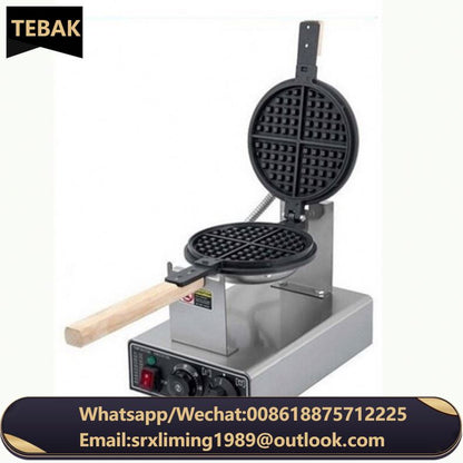 Commercial Waffle Maker Machine Stainless Steel Round Snack Machines Non Stick Rotating Waffle Making Machine