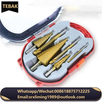 TEBAK Wood Working Tool 6PC Pagoda Drill Titanium Step Drill Bit Set Saw Tooth Drill Bits