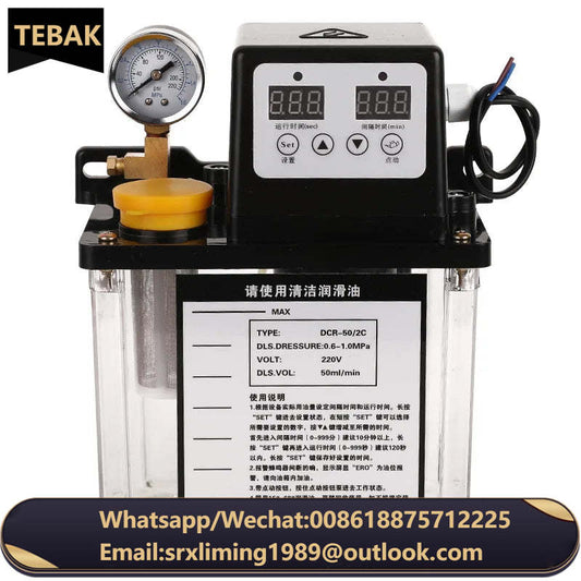 TEBAK Electrical Lubrication Oil Pump HPS02 0.5L 1L 2 Liter Lubricant Automatic Lubricating Oil CNC Machine Electromagnetic Pump