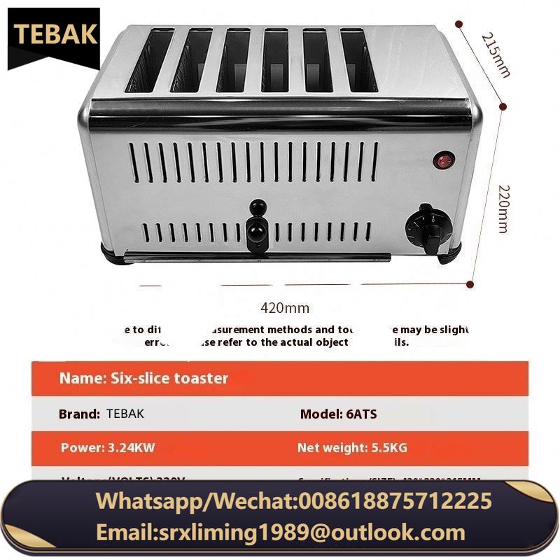 Toaster Stainless Steel Bread Bun Burger Electric Conveyor Commercial 4/6 Slice Bread Toaster Electric Bread Maker Toaster Oven