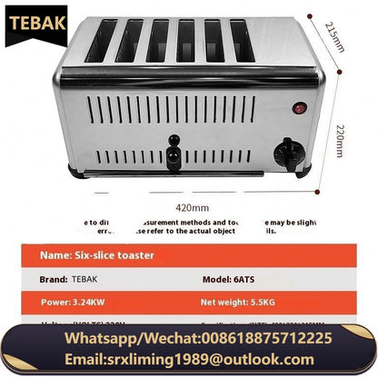 Toaster Stainless Steel Bread Bun Burger Electric Conveyor Commercial 4/6 Slice Bread Toaster Electric Bread Maker Toaster Oven