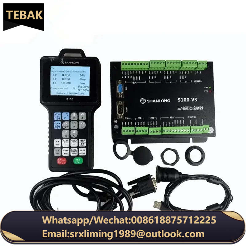 TEBAK CNC Handle Controller Motion Control System S100 3-axis  Support G Code 500KHZ for Engraving Milling Machine