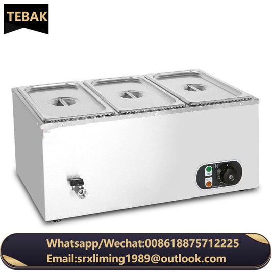 TEBAK Stainless Steel Heated Soup Pool Three Soup Pools Electric Soup tank Food Warmer Bain Marie With Temperature Control