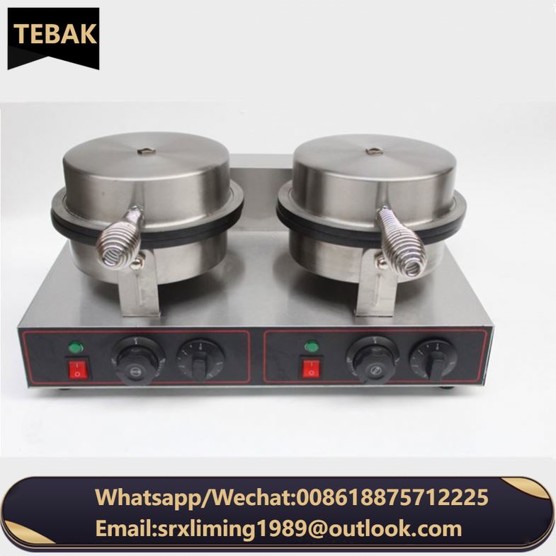 Commercial 2-Plate Cone Baker Ice Cream Waffle Cone Maker Multi Function Waffle Baker Suitable for Restaurants&Hotels