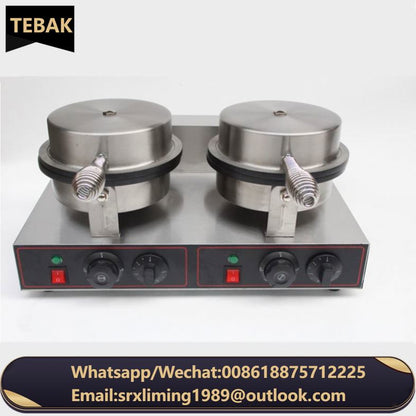 Commercial 2-Plate Cone Baker Ice Cream Waffle Cone Maker Multi Function Waffle Baker Suitable for Restaurants&Hotels