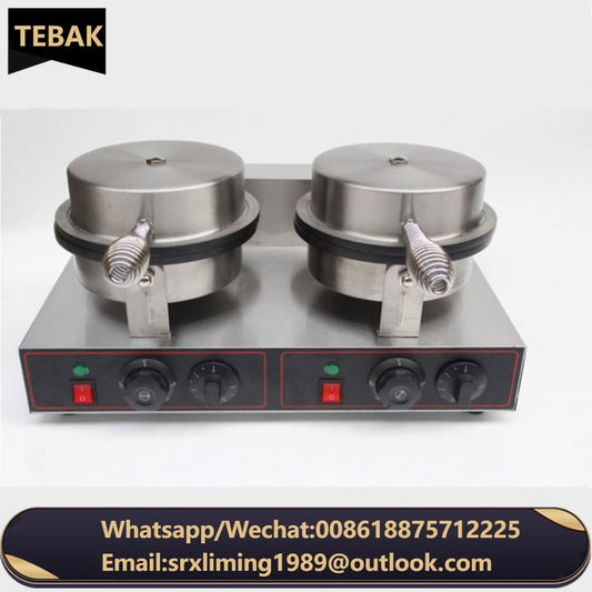 Commercial 2-Plate Cone Baker Ice Cream Waffle Cone Maker Multi Function Waffle Baker Suitable for Restaurants&Hotels