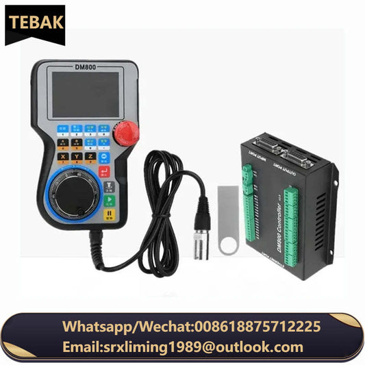 TEBAK CNC Handle Controller Motion Control System DM800 3/4/5 Axis 3.8 Inch Screen Plus Emergency Stop Button Supports G Code
