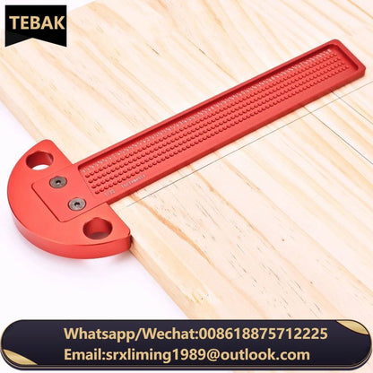 TEBAK W-85 Red Anodized Multi Functional Metal Aluminum Alloy square Ruler Woodworking Scriber T-Shape Ruler