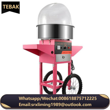 TEBAK Commercial Candy Floss Machine Pink Cotton Candy Floss Sugar Sweet Maker Cotton Candy Machine Marshmallow Making Machine