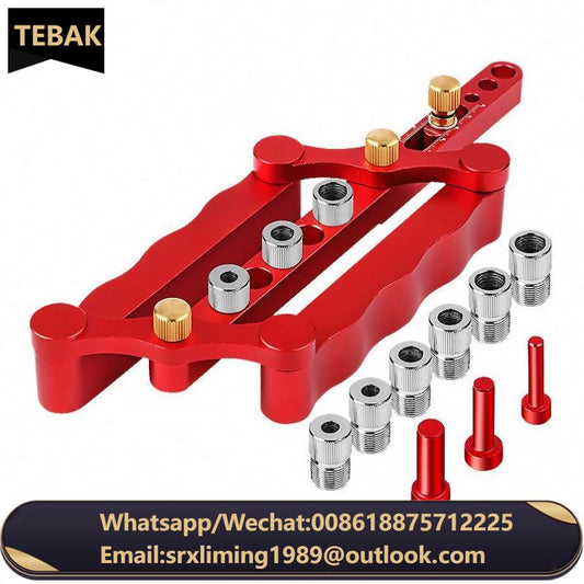 TEBAK Wood Working Tool Aluminum Dowel Jig Drill Guider Wooden Doweling Joinery for Panel Woodworking